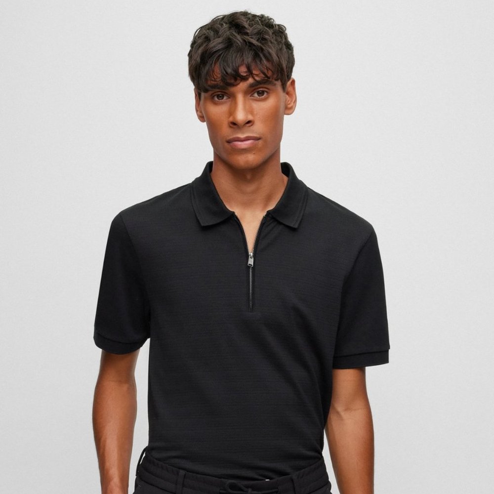 SLIM-FIT MERCERIZED-COTTON POLO SHIRT WITH ZIPPED PLACKET